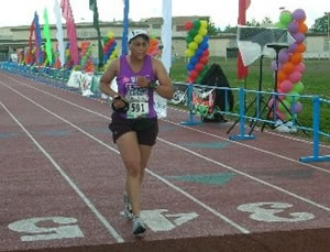 Mary Hladio at  the Finish Line